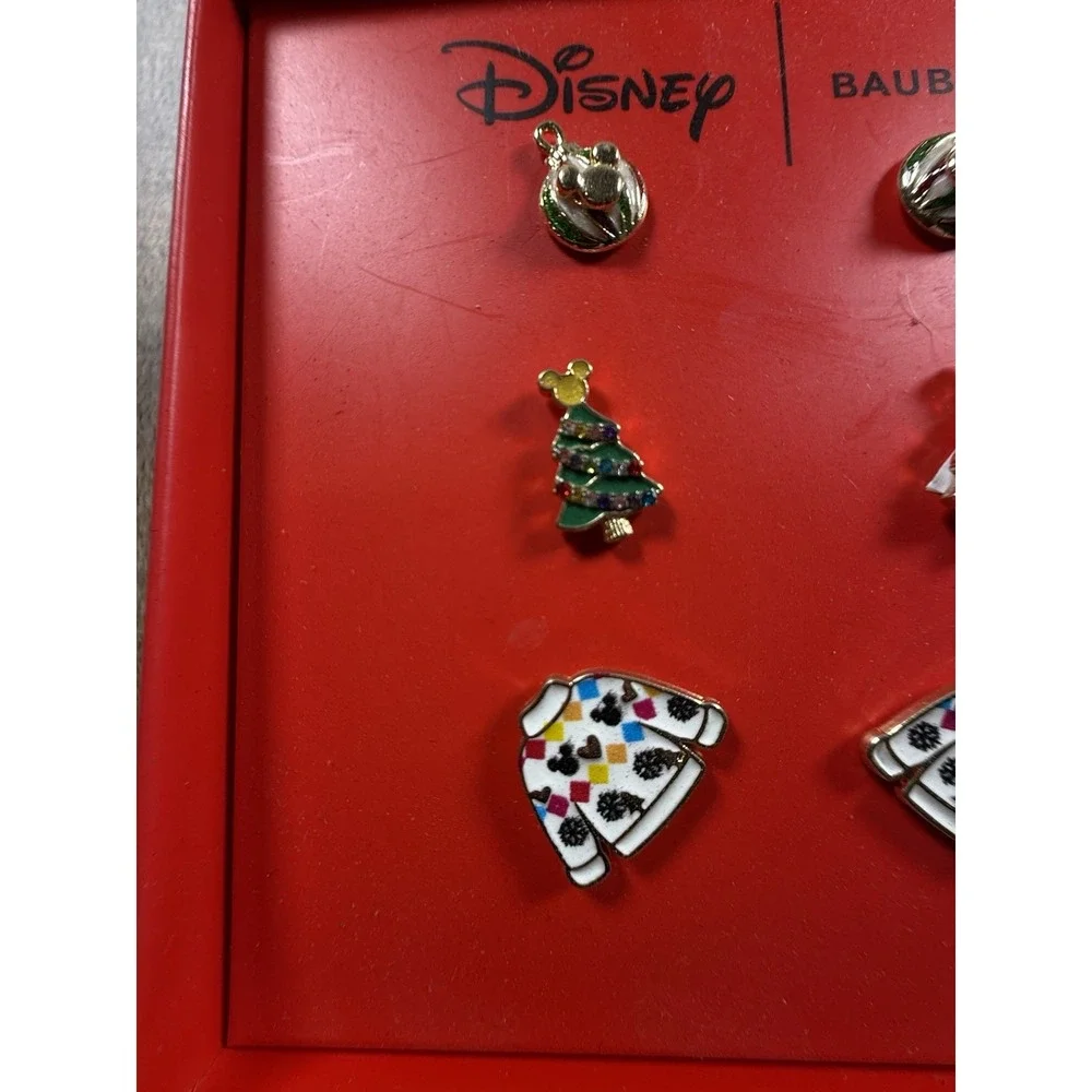 Disney x Baublebar Mickey Holiday Earring Set Christmas Shimmery Studs NIB